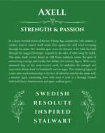 Axell custom name print for wall display in dark green