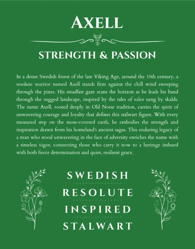 Axell custom name print for wall display in dark green