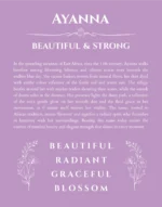 Ayanna personalized name art with origin story in light purple