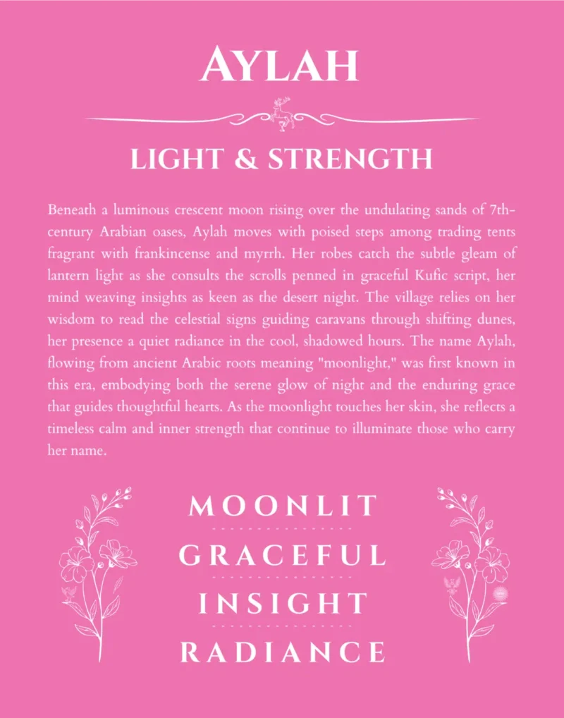 Aylah name meaning wall art by Get Your Story in pink