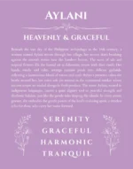 Aylani personalized name art with origin story in light purple