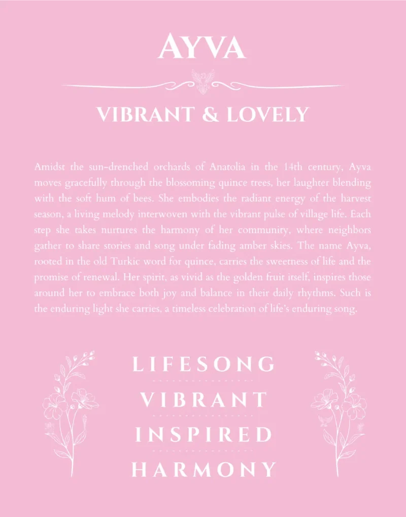 Ayva name meaning wall art by Get Your Story in light pink
