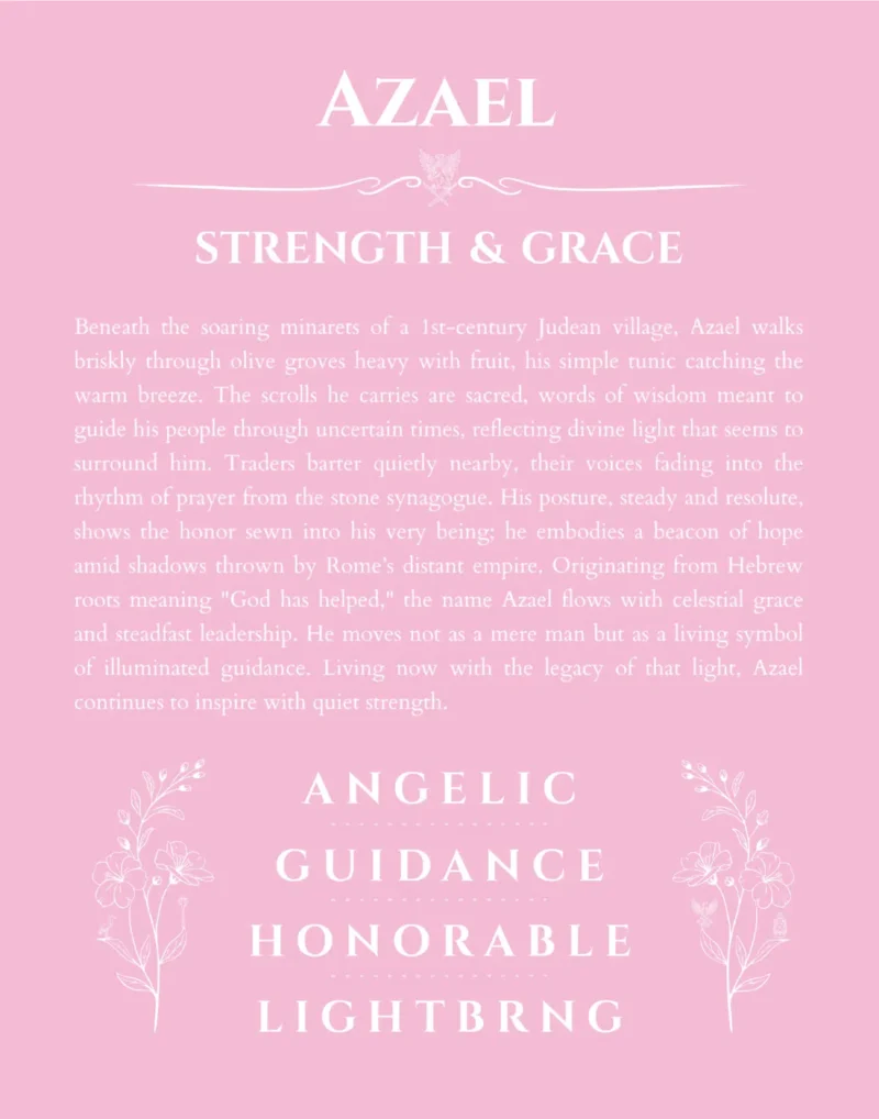 Azael name meaning wall art by Get Your Story in light pink