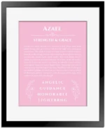 Azael name meaning wall art by Get Your Story in light pink with black matte frame