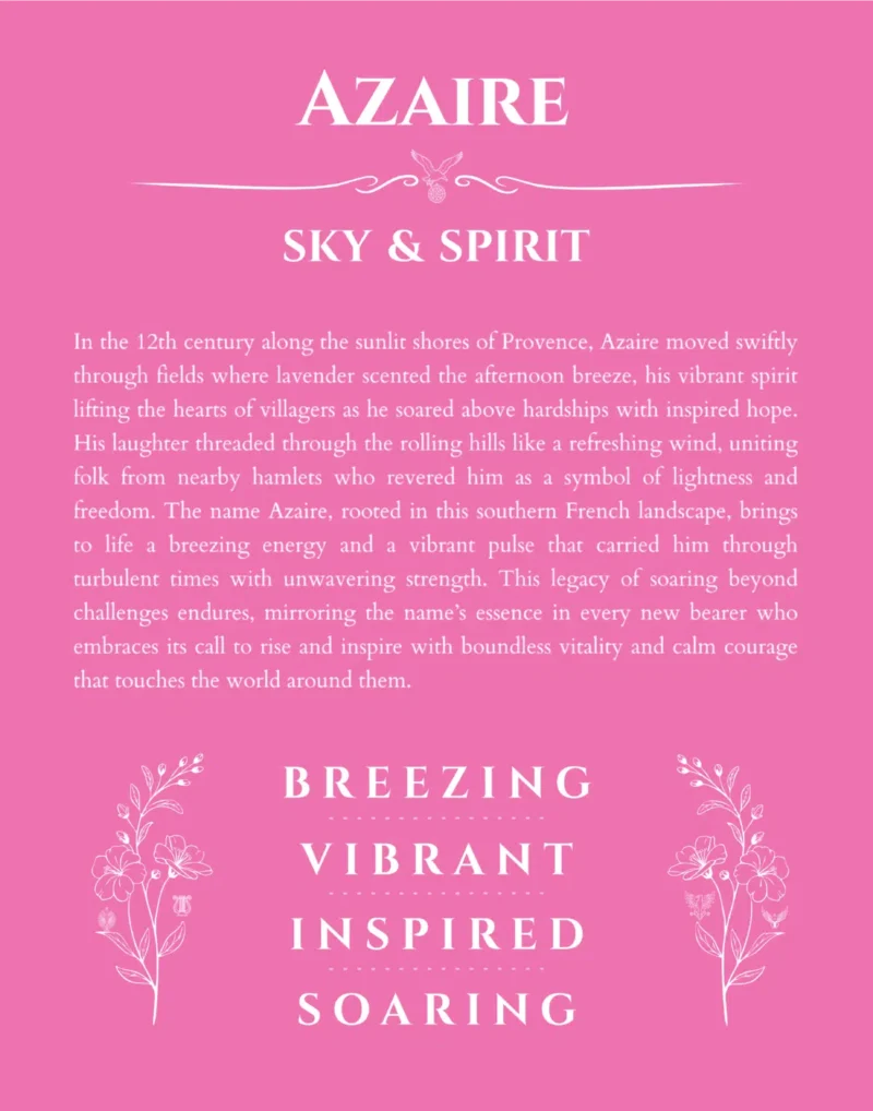 Azaire personalized name meaning print in pink