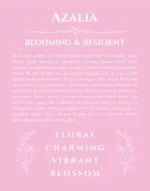 Azalia custom name art showing meaning and origin in light pink