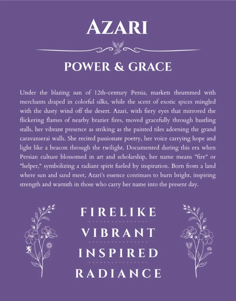 Azari name meaning gift print in purple