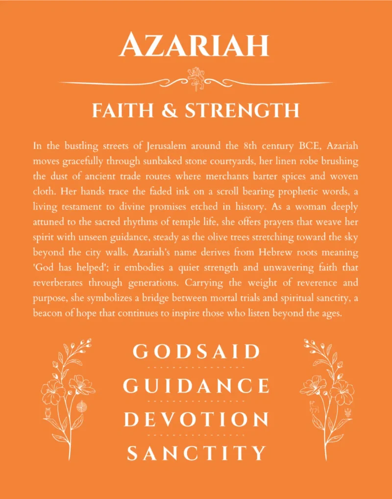 Azariah custom name meaning print in orange