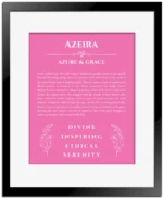 Azeira name meaning wall art by Get Your Story in pink with black matte frame