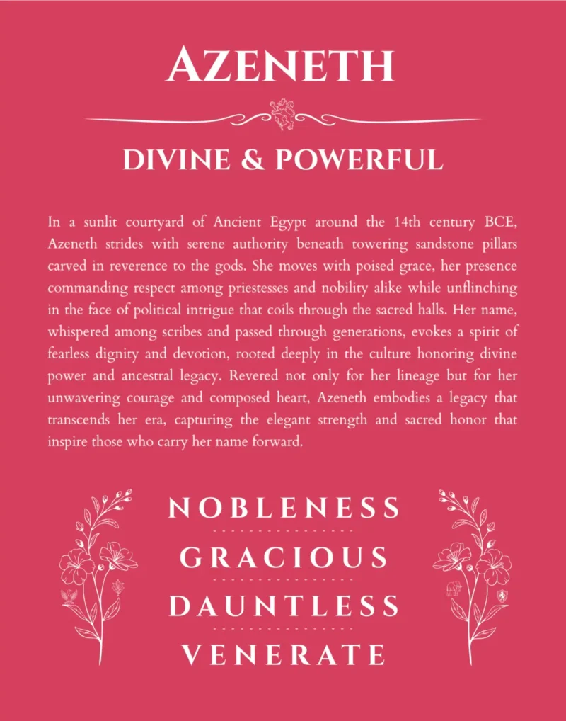 Azeneth personalized name print with origin and traits in red