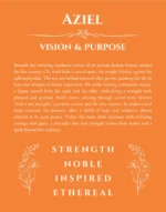Aziel name origin print with meaning and traits in orange