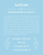 Aziyah name meaning gift print in light blue