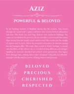 Aziz custom name meaning print in pink