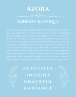Azora personalized name art with origin story in light blue