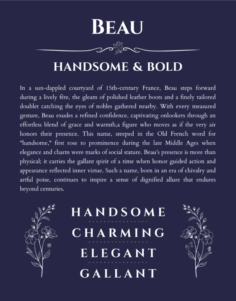 Beau custom name meaning print in navy blue