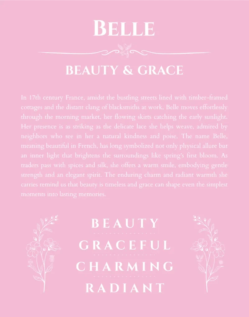 Belle custom name print for wall display in light pink