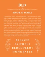 Ben personalized name print with origin and traits in orange