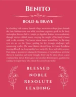 Benito custom name meaning print in red