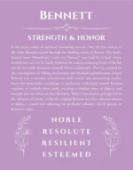 Bennett personalized name print with origin and traits in light purple