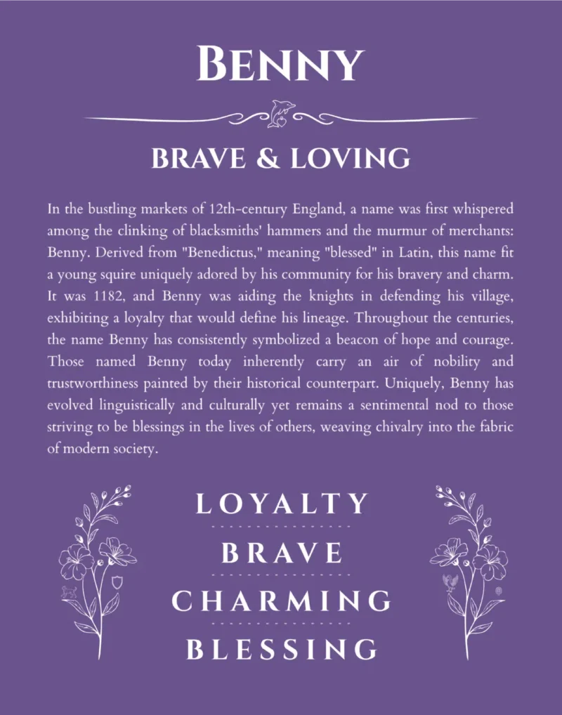 Benny custom name meaning print in purple