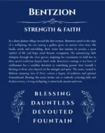Bentzion personalized name print with origin and traits in deep blue