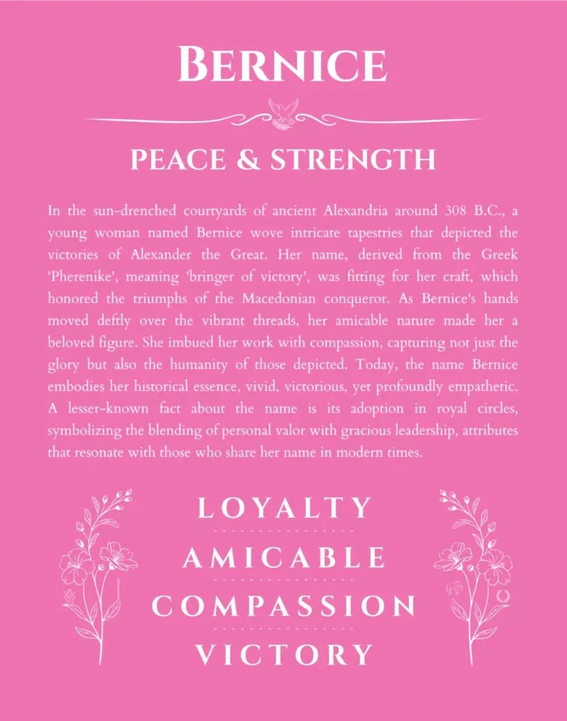 Bernice name meaning wall art by Get Your Story in pink