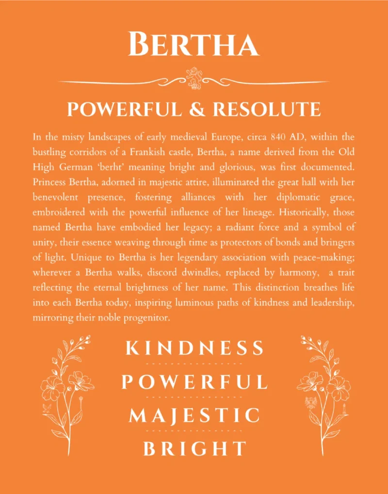 Bertha custom name meaning print in orange