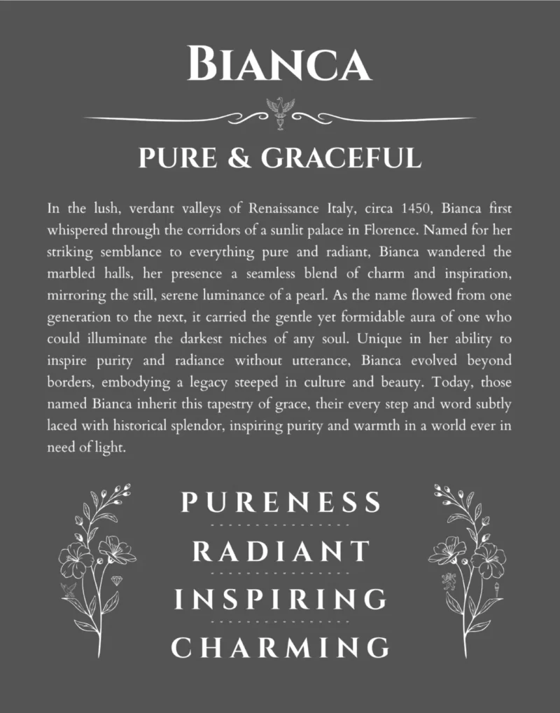 Bianca name meaning wall art by Get Your Story in gray