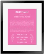 Binyomin custom name print for wall display in pink with black matte frame