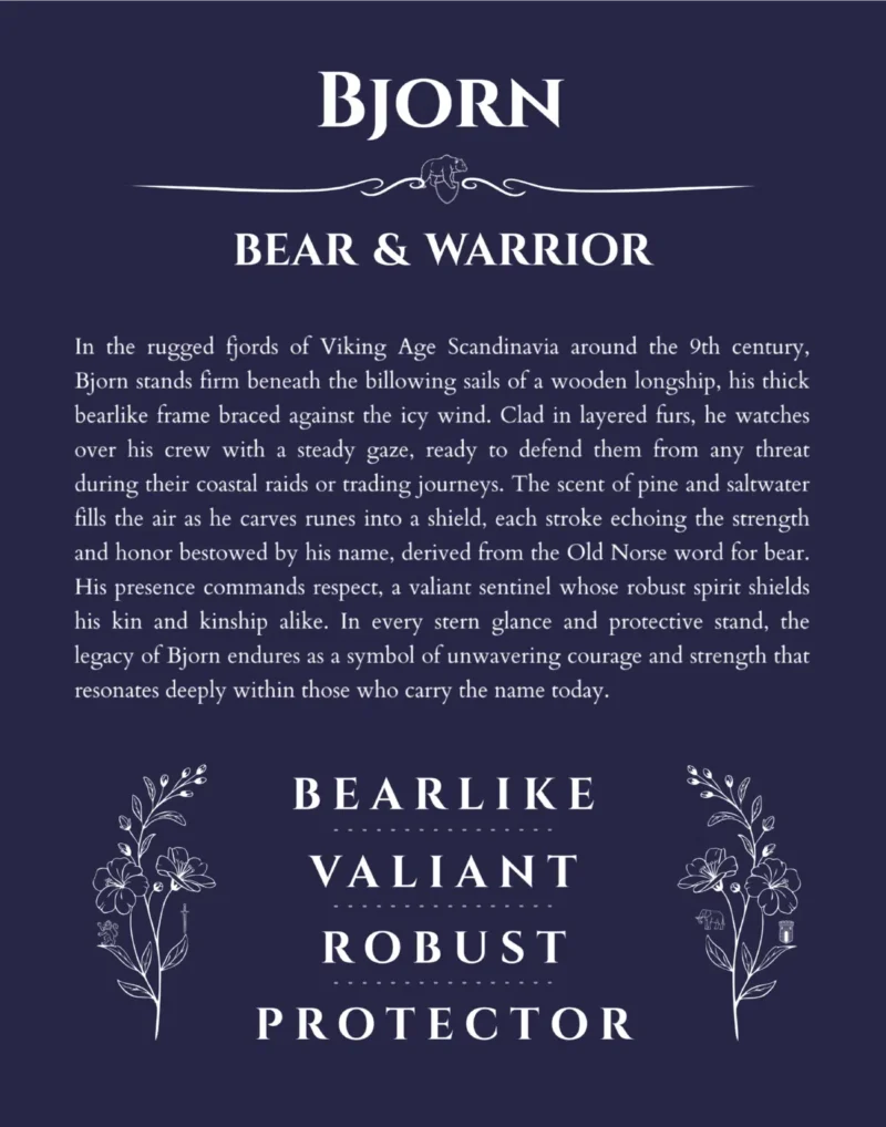 Bjorn name meaning gift print in navy blue