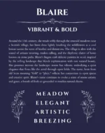 Blaire custom name art showing meaning and origin in navy blue