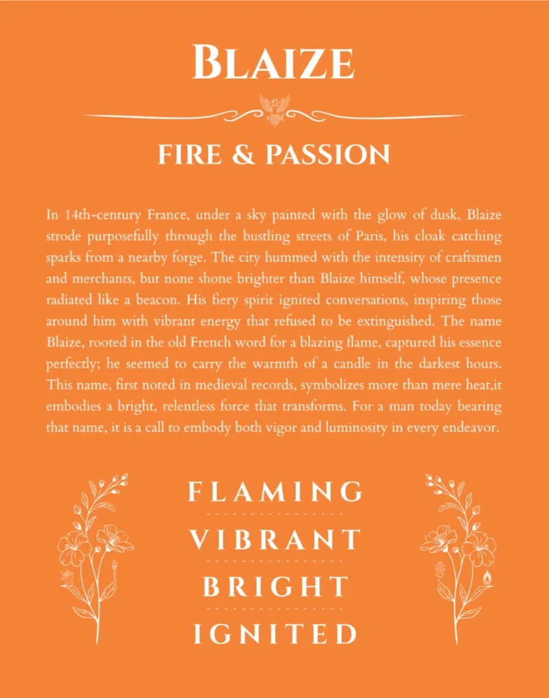 Blaize personalized name print with origin and traits in orange
