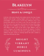 Blakelyn personalized name print with origin and traits in red