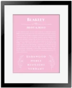 Blakley custom name print for wall display in light pink with black matte frame