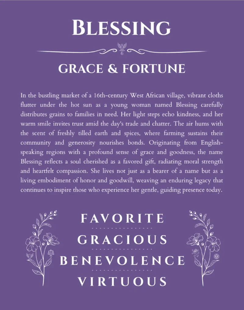 Blessing name meaning gift print in purple