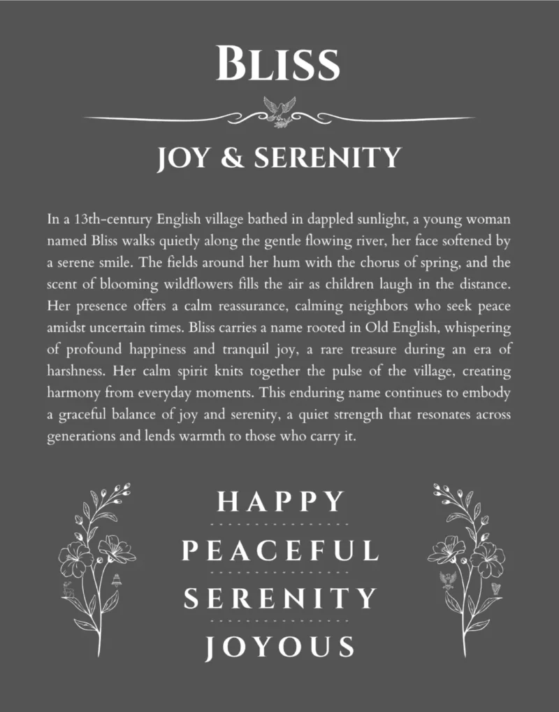 Bliss custom name meaning print in gray