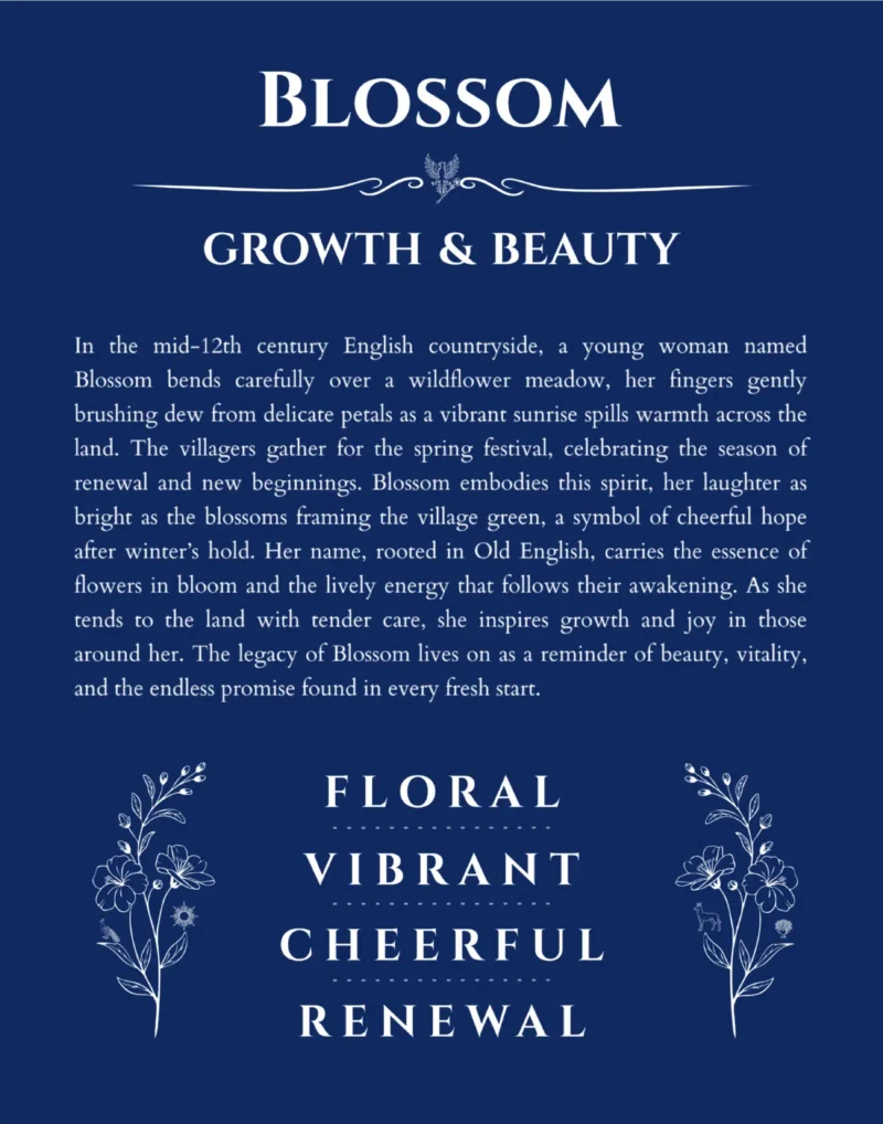Blossom custom name meaning print in deep blue