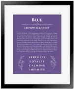 Blue personalized name meaning print in purple with black matte frame