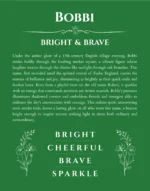 Bobbi custom name print for wall display in dark green