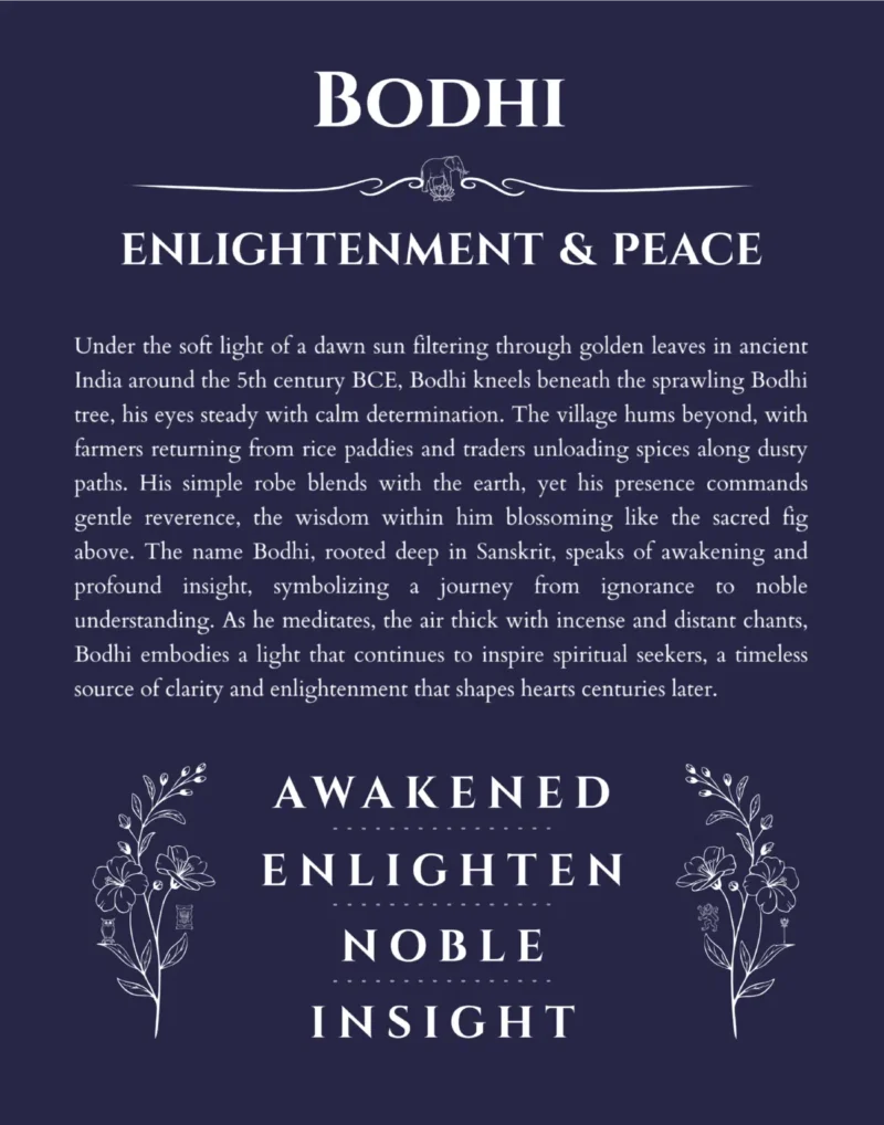 Bodhi name meaning wall art by Get Your Story in navy blue