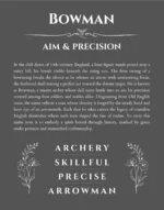 Bowman personalized name art with origin story in gray