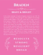 Braden name meaning wall art by Get Your Story in pink
