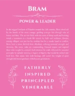 Bram custom name art showing meaning and origin in pink