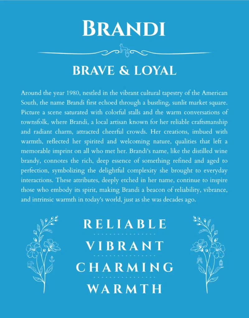 Brandi name meaning gift print in blue