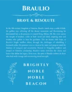Braulio name origin print with meaning and traits in blue