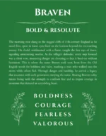 Braven custom name print for wall display in dark green