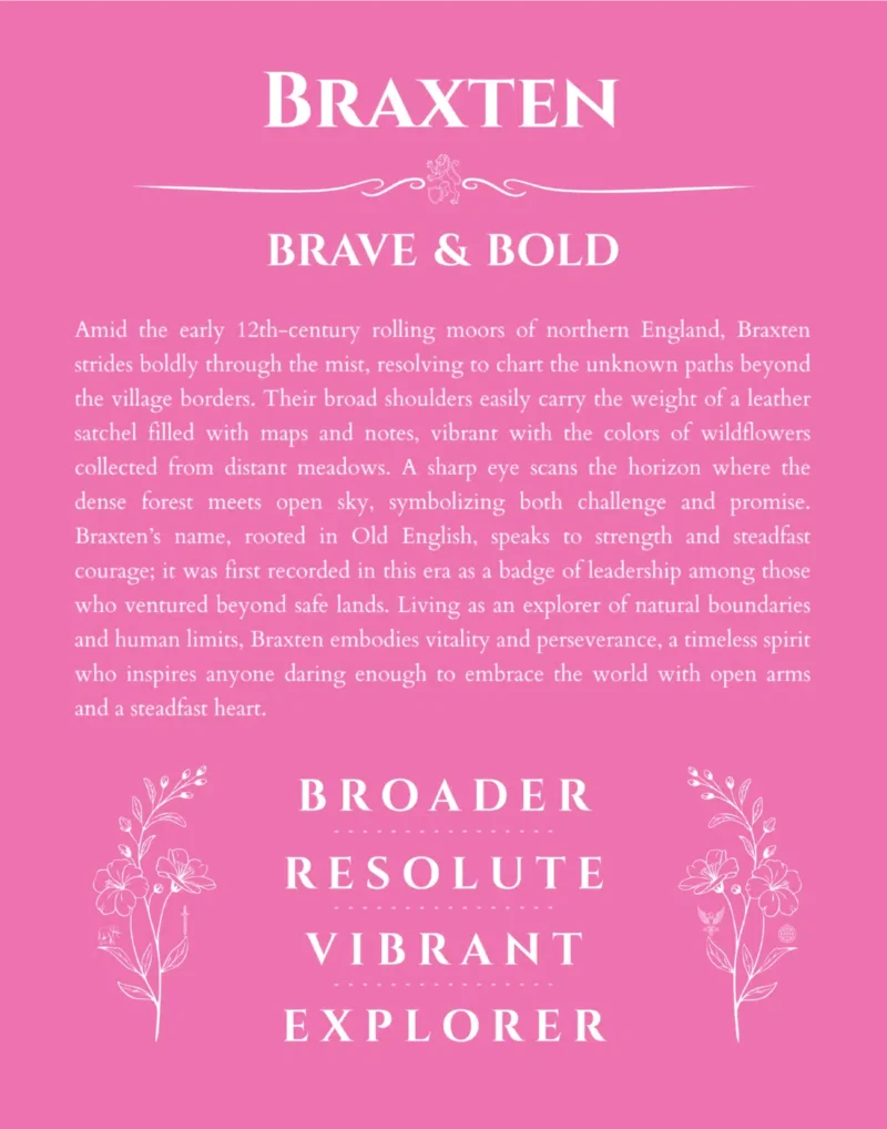 Braxten custom name meaning print in pink
