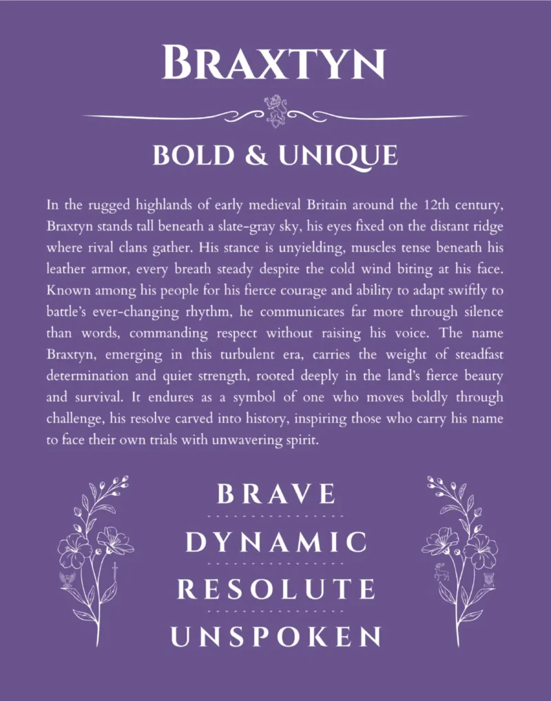 Braxtyn name meaning gift print in purple
