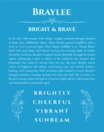 Braylee name meaning gift print in blue