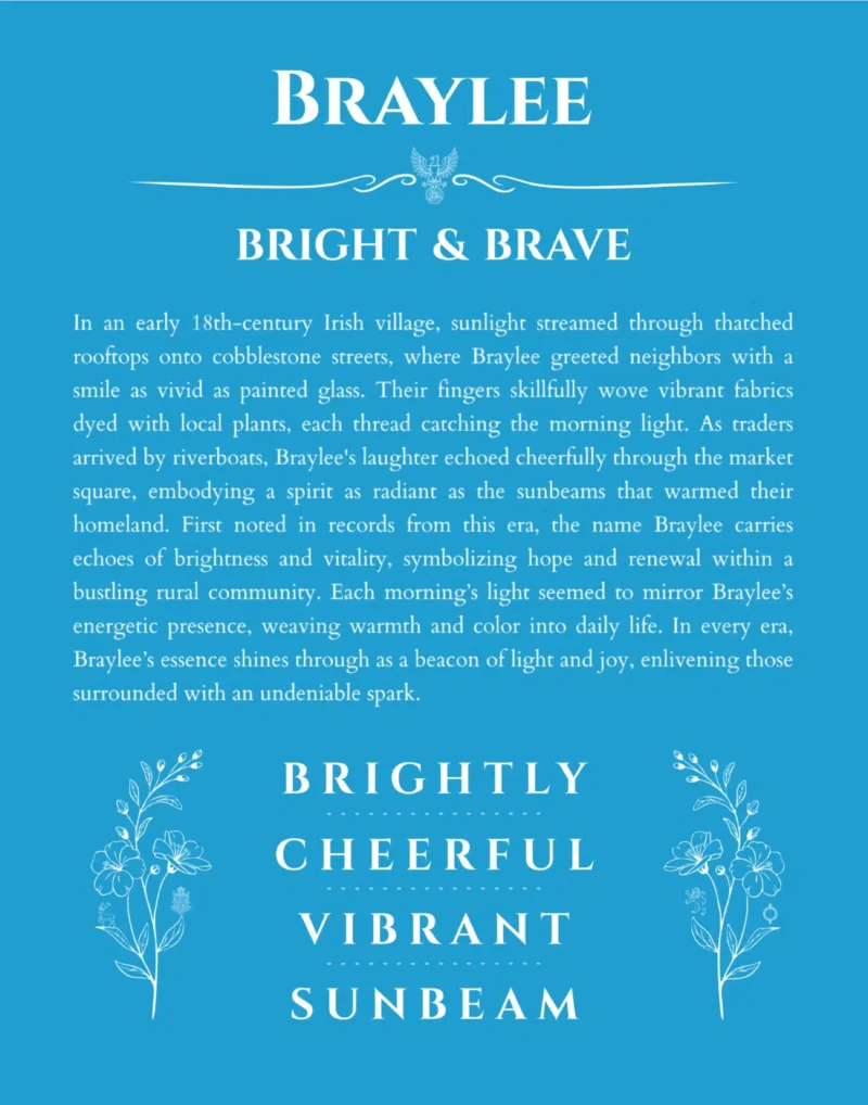 Braylee name meaning gift print in blue